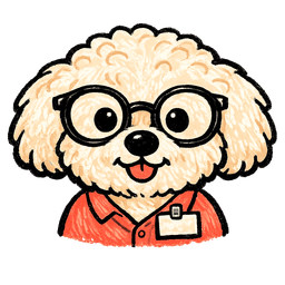 Coco the poodle — topknot tied back, composed — the sympathetic-but-austere career coach